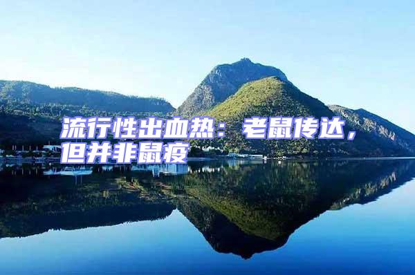 流行性出血熱：老鼠傳達(dá)，但并非鼠疫