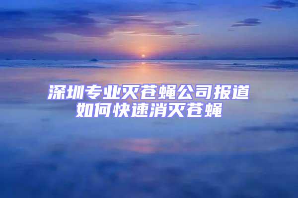 深圳專業滅蒼蠅公司報道如何快速消滅蒼蠅