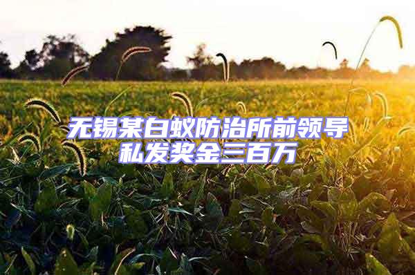 無錫某白蟻防治所前領導私發獎金三百萬