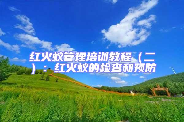 紅火蟻管理培訓(xùn)教程（二）：紅火蟻的檢查和預(yù)防