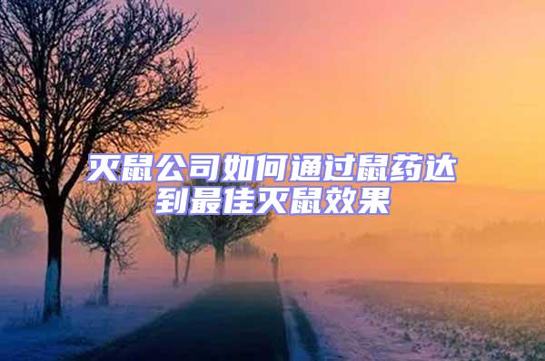 滅鼠公司如何通過鼠藥達到最佳滅鼠效果
