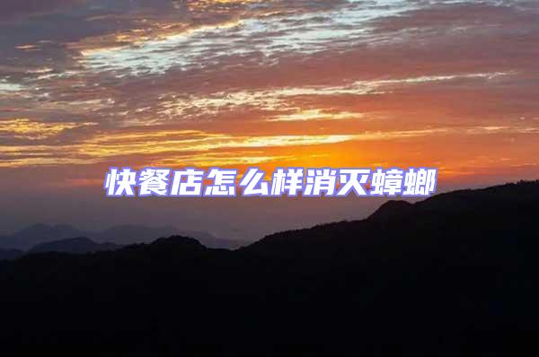 快餐店怎么樣消滅蟑螂