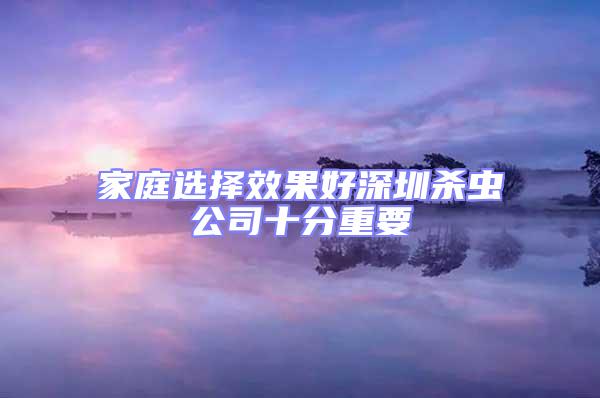 家庭選擇效果好深圳殺蟲公司十分重要