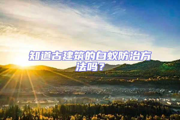 知道古建筑的白蟻防治方法嗎？