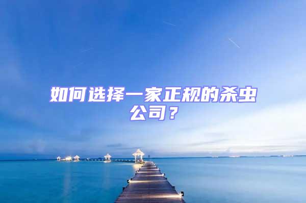 如何選擇一家正規的殺蟲公司？