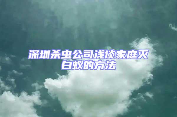 深圳殺蟲公司淺談家庭滅白蟻的方法