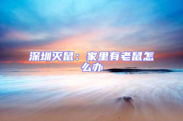 深圳滅鼠：家里有老鼠怎么辦