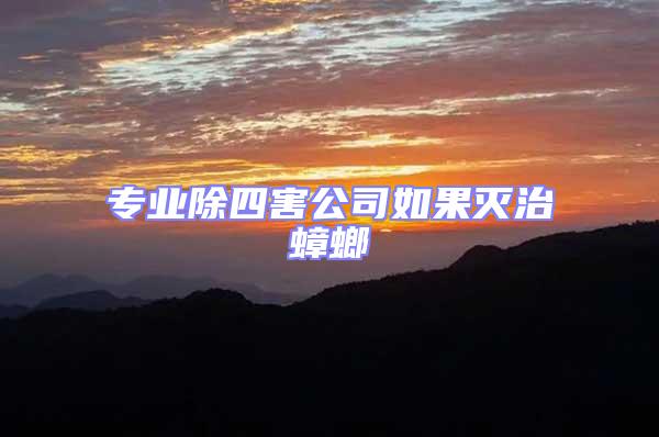 專業(yè)除四害公司如果滅治蟑螂