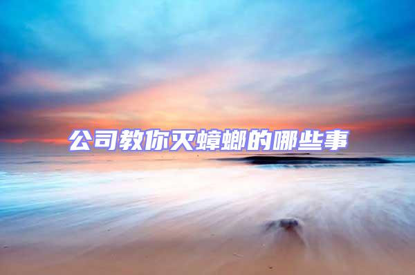公司教你滅蟑螂的哪些事