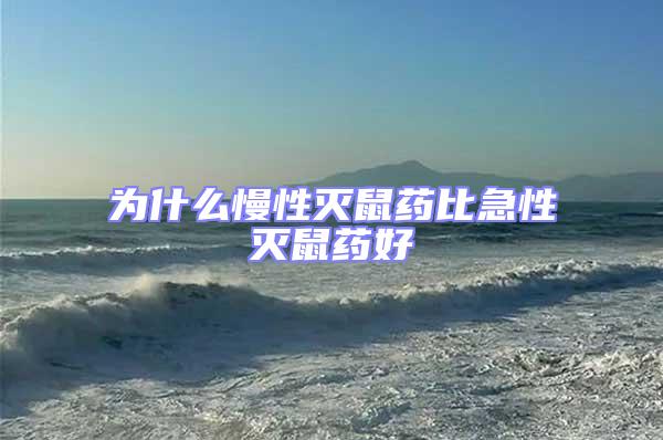 為什么慢性滅鼠藥比急性滅鼠藥好