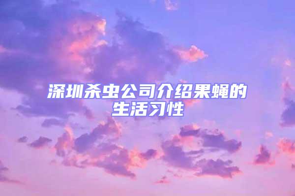 深圳殺蟲公司介紹果蠅的生活習性