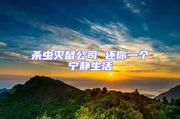 殺蟲滅鼠公司 還你一個寧靜生活