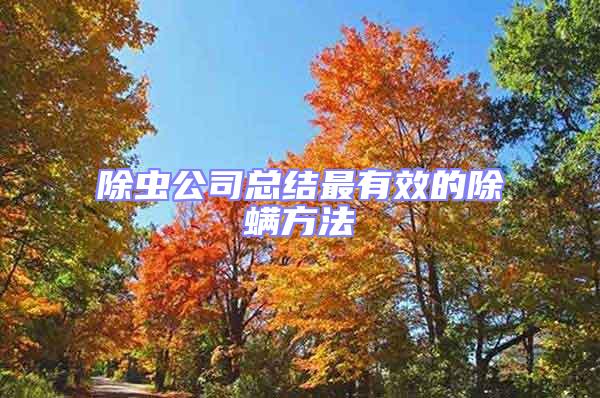 除蟲(chóng)公司總結(jié)最有效的除螨方法