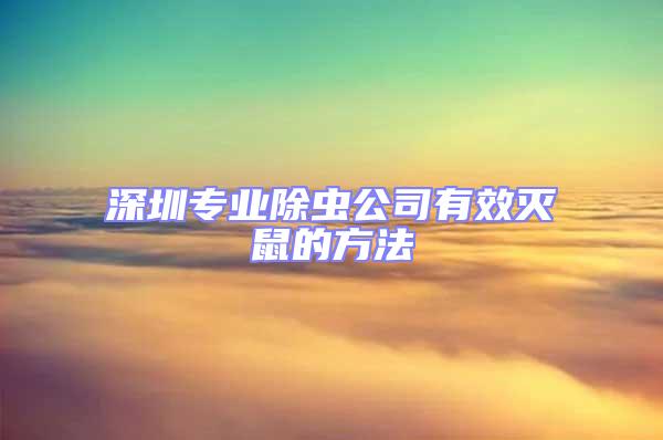 深圳專業除蟲公司有效滅鼠的方法