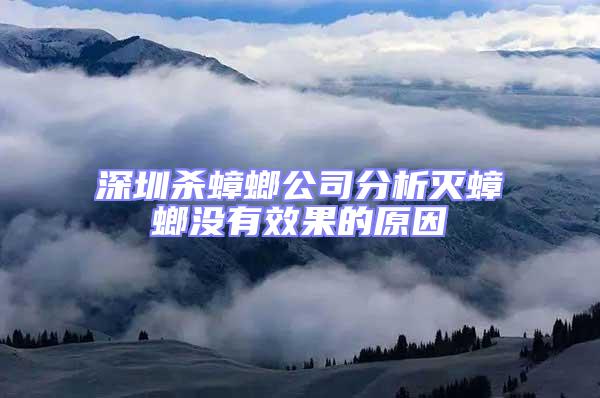 深圳殺蟑螂公司分析滅蟑螂沒有效果的原因
