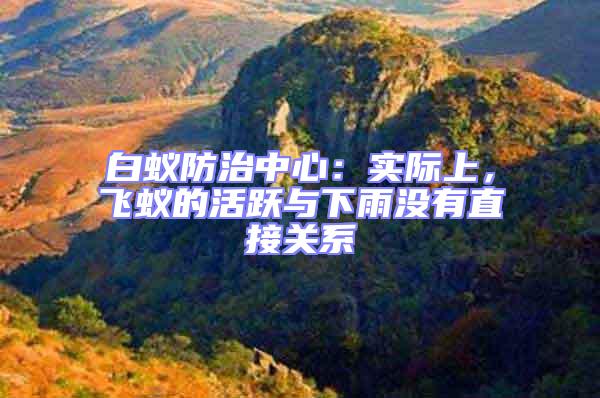 白蟻防治中心：實際上，飛蟻的活躍與下雨沒有直接關系
