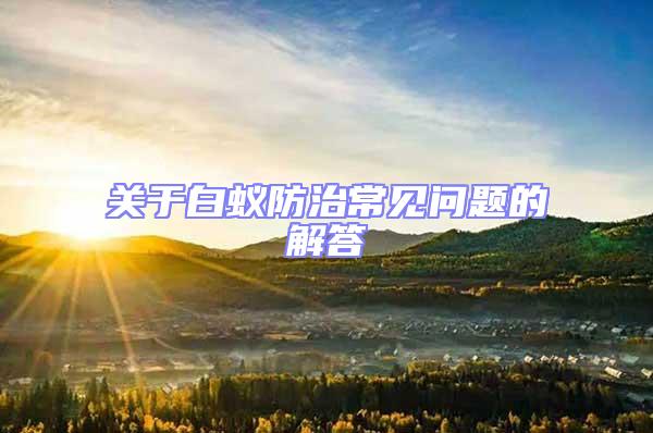 關(guān)于白蟻防治常見(jiàn)問(wèn)題的解答